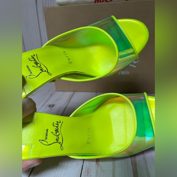 Christian Louboutin Just Arch 100 PVC Slide Sandal Flou Yellow Sz 37 / 7 - Picture 8 of 13